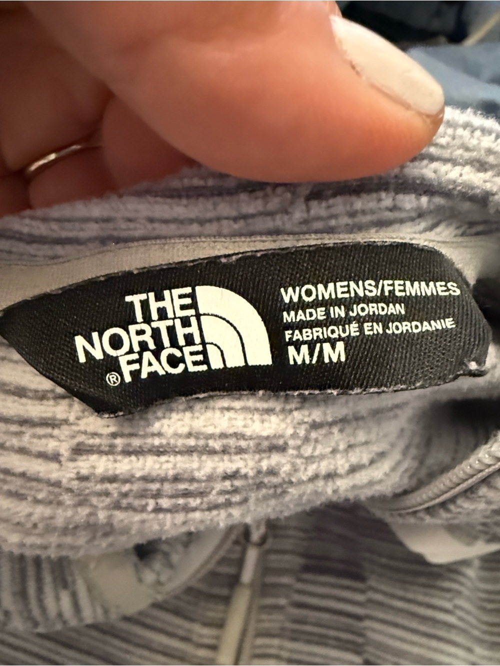 The North Face Mezzaluna Full Zip up Fleece Hoodie Jacket Gray Stria Women M - Picture 4 of 8